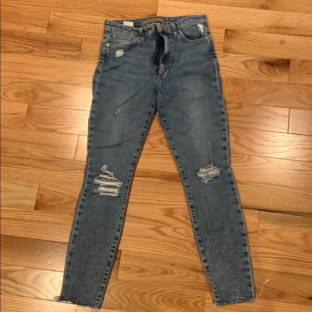 Joe’s high rise distressed ankle denim